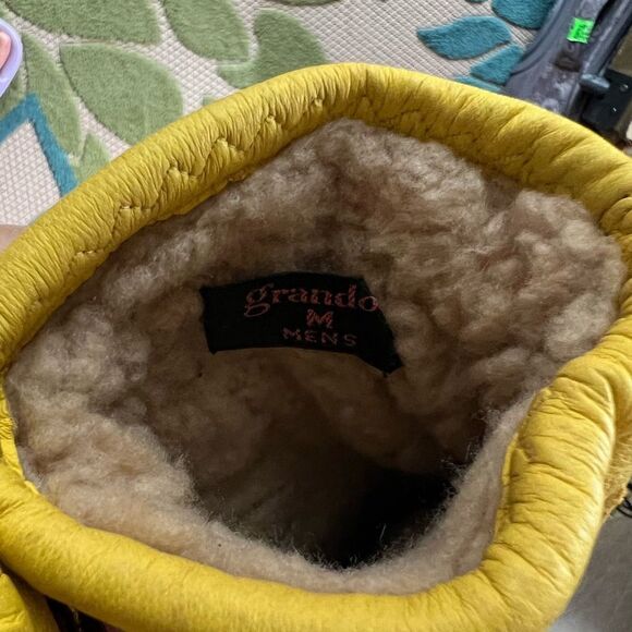 Grandoe Mens Medium Vintage Yellow Gloves Lined - Picture 6 of 7